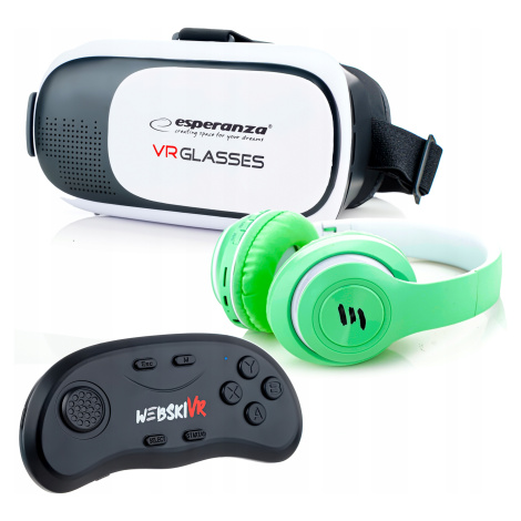 Sada Brýlí Vr 360 3D Brýle Pro Telefon S Bt Kontolerem A Sluchátky