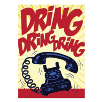 Ilustrace Retro telephone ringing vintage pop art, drante, (30 x 40 cm)