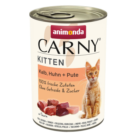 animonda Carny Kitten telecí, kuřecí a krůtí 24× 400 g