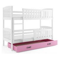 BMS Dětská patrová postel KUBUŠ | bílá Barva: bílá / růžová, Rozměr: 190 x 80 cm