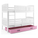 BMS Dětská patrová postel KUBUŠ | bílá Barva: bílá / růžová, Rozměr: 190 x 80 cm
