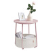 VASAGLE Kulatý odkládací stolek s textilním košem růžový