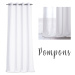 Dekorační záclona s kroužky POMPONS bílá 140x250 cm (cena za 1 kus) MyBestHome