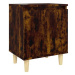 SHUMEE Noční stolek masivní dřevěné nohy kouřový dub 40 × 30 × 50 cm, 813110