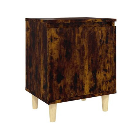 SHUMEE Noční stolek masivní dřevěné nohy kouřový dub 40 × 30 × 50 cm, 813110