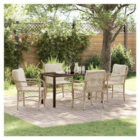 vidaXL Zahradní jídelní souprava s polštářem 5 pcs Béžová polyratan