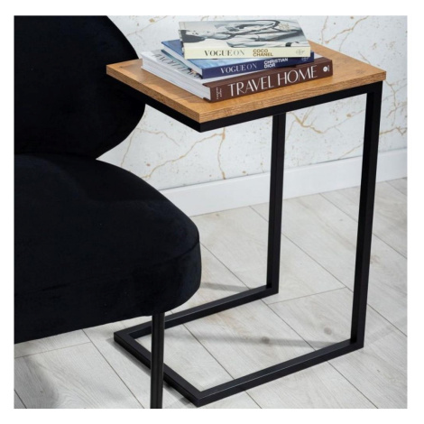 HowHomely Odkládací stolek HELPER 57x40 cm černá/hnědá