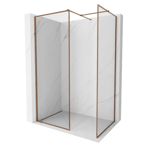 MEXEN/S Kioto-F Sprchová zástěna WALK-IN s rámem 145 x 110, transparent 8 mm, růžové zlato 800-1