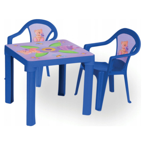 3toysm Dětský plastový stoleček s židlemi modrý DS3T0883