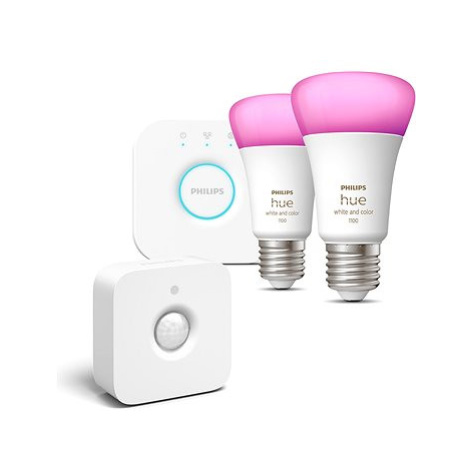 Philips Hue White and Color Ambiance 9W 1100 E27 malý promo starter kit + Philips Hue Motion Sen