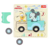 Trefl Dřevěné puzzle pro nejmenší (Zelené auto - Mickey Mouse)