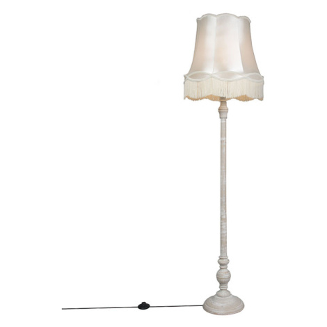 Stojací lampa šedá sabajurem krémové barvy - Classico QAZQA