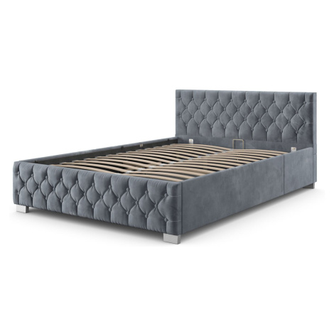 Juskys Čalouněná postel Nizza 180 x 200 cm s LED osvětlením v tmavě šedé barvě