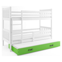 BMS Dětská patrová postel s přistýlkou CARINO 3 | 80 x 190 cm Barva: bílá / zelená