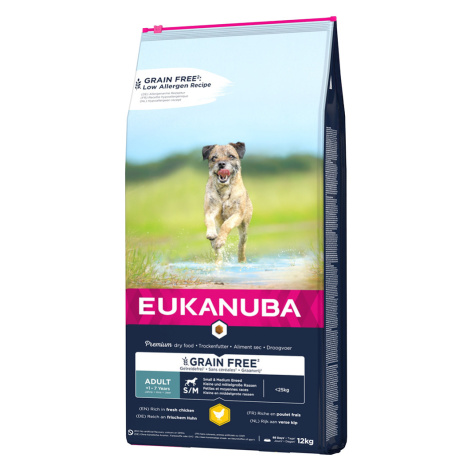 Eukanuba granule, 12 kg - 10 % sleva - Adult Small / Medium Breed Grain Free Chicken (12 kg)