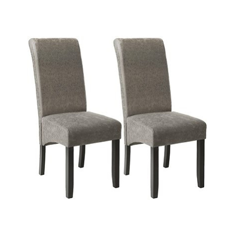 2× Jídelní židle ergonomické, masivní dřevo, mramorová šedá tectake