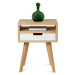 Benlemi Dřevěný noční stolek ve scandi stylu HYLLE bílý Zvolte kvalitu dřeva: 1. Dubový masiv tř