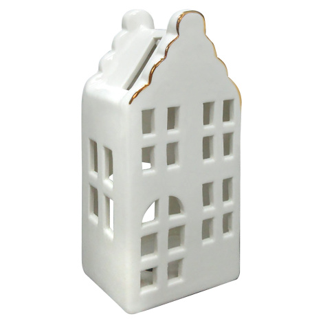 Mondex Vánoční keramická lucerna HYTTE VI 16,8 cm bílá