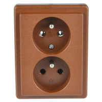 SEZ Dvojzásuvka polozapuštěná Standard Z 3121 HP skořicová 33 x 80 x 104 mm