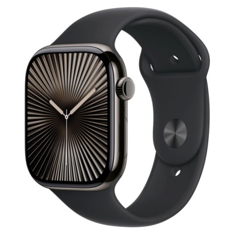 Apple Watch Series 10 Cellular 42mm Břidlicově šedý titan s černým sportovním řemínkem S/M