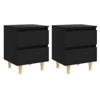 SHUMEE Noční stolky s nohami z borovice 2 ks černé 40 × 35 × 50 cm, 805854