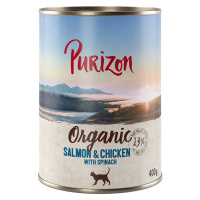 Purizon Adult - bezobilné 12 x 200 / 400 g - 10 + 2 zdarma - Organic losos a kuřecí se špenátem 