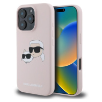 Karl Lagerfeld Liquid Silicone Double Heads MagSafe kryt iPhone 16 Pro růžový