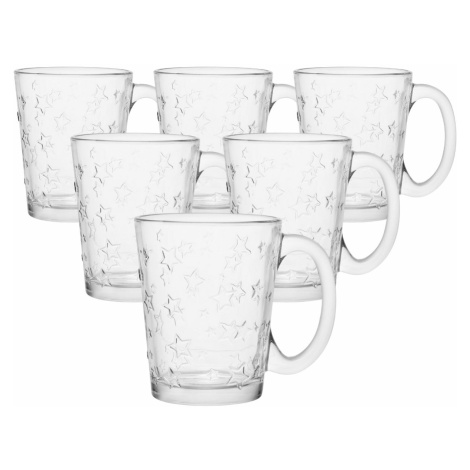 Altom Sada 6 skleněných hrnků Star 300 ml