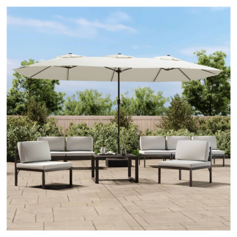 vidaXL Dvojitý slunečník pískově bílý 449 x 265 cm