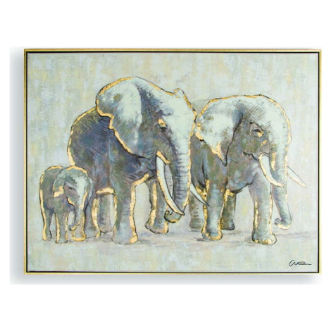 Ručně malovaný obraz Graham & Brown Elephant Family, 80 x 60 cm