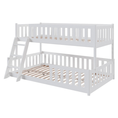Kids Collective PATROVÁ postel se dvěma matracemi a žebříkem 90x200 v bílé barvě