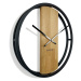 Flexistyle z231 - 50 cm velké nástěnné hodiny s kovovým rámem a dřevem z přírodního dubu kruh