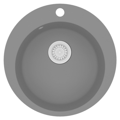 vidaXL Kuchyňský dřez single žulový kulatý šedý