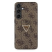 Guess hard silikonové pouzdro Samsung Galaxy S24 PLUS brown PU Grip Stand 4G Strass Triangle Met