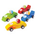 Bigjigs Toys Barevné dřevěné závodní auto 1ks