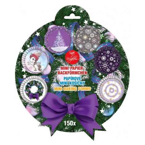 Cukrářské košíčky MINI - Vánoční Unicorn - fialová sada - 150ks