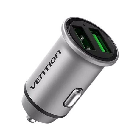 Vention Two-Port USB A+A (18W/18W) Car Charger Gray Mini Style Aluminium Alloy Type