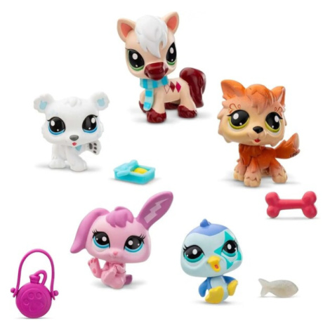 Set pěti figurek Hasbro Littlest Pet Shop zimní období Vícebarevná
