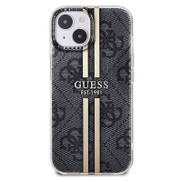 Zadní kryt Guess IML 4G Gold Stripe pro Apple iPhone 15, černá