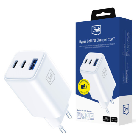 3mk Hyper GaN Charger 65W síťová nabíječka bílá