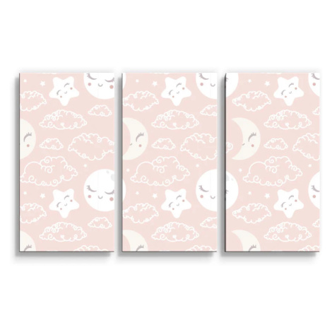 Obraz - 3-dílný Mráčky a měsíc - 120x80 cm