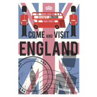 Ilustrace vector England travel invitation poster, mysondanube, 26.7 × 40 cm