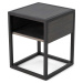 Černý/šedý noční stolek s deskou z dubového dřeva s poličkami Diva – Spinder Design