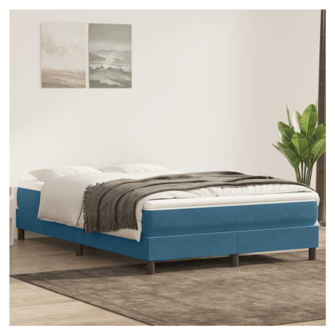 vidaXL Box spring postel s matrací tmavě modrá 140x210 cm samet