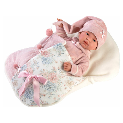 Llorens 84450 NEW BORN - realistická panenka miminko se zvukem a měkkým látkovým tělem 44cm