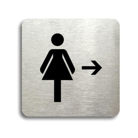 Accept Piktogram "WC ženy vpravo" (80 × 80 mm) (stříbrná tabulka - černý tisk bez rámečku)