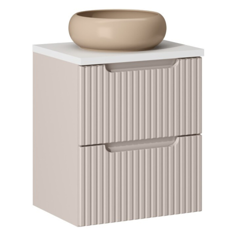 Comad Závěsná skříňka Nova Cashmere Wiki II s deskou a umyvadlem 50 cm kašmírová/bílá