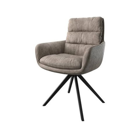 DELIFE Otočná židle Abelia-Flex s područkou taupe vintage křížová podnož hranatá otočná černá