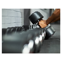 Fotografie Athletic Male Picking Up Dumbbells in Gym, Mike Harrington, 40 × 30 cm