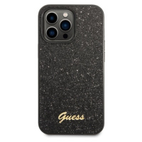 Guess PC/TPU Glitter Flakes Metal Logo kryt iPhone 14 Pro černý